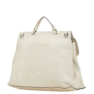 Gucci Leather Shoulder White Daily Tote Bag Bamboo